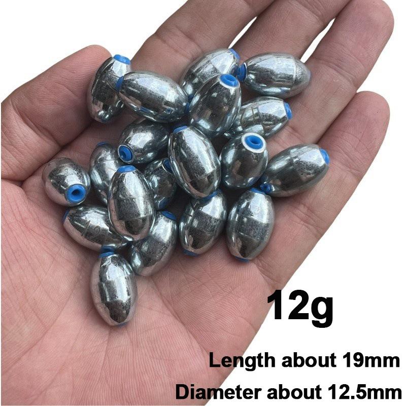 10pcs/Lot Alloy Hollow Olive Fishing Sinkers 3g/4g/5g/6g/7g/8g/9g/10g/12g/15g Carbon Steel Fishing Weights Fishing Accessories