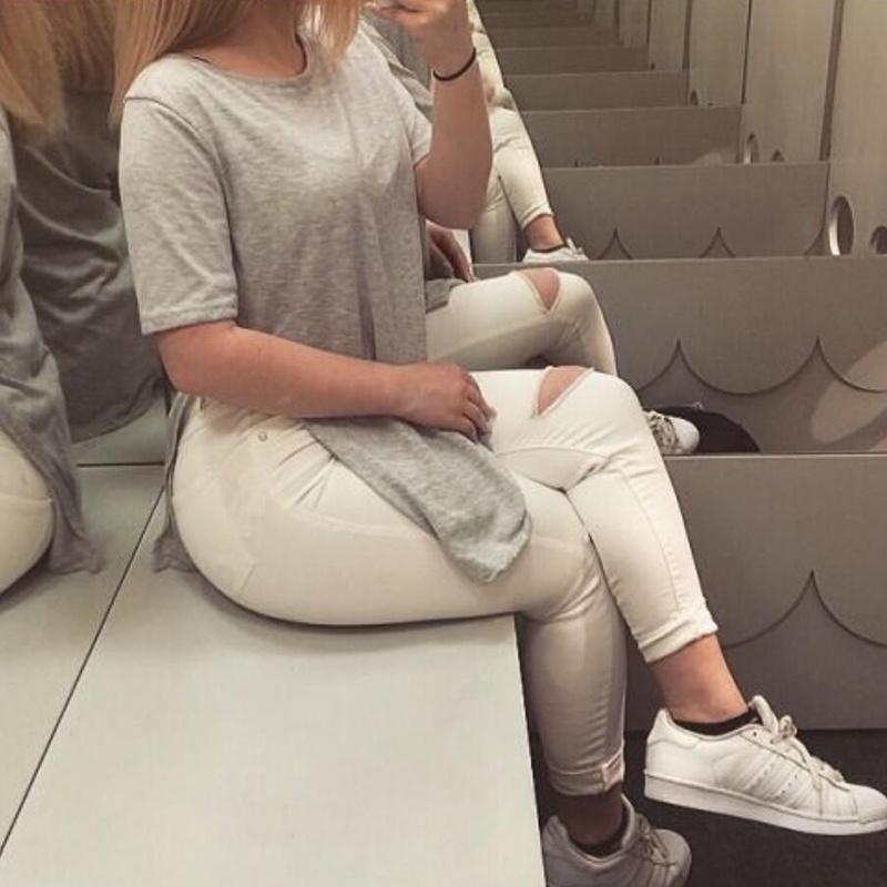 Women's Premium Quality Long T-shirt Round Neck Short Sleeve Split Tops Casual Dress