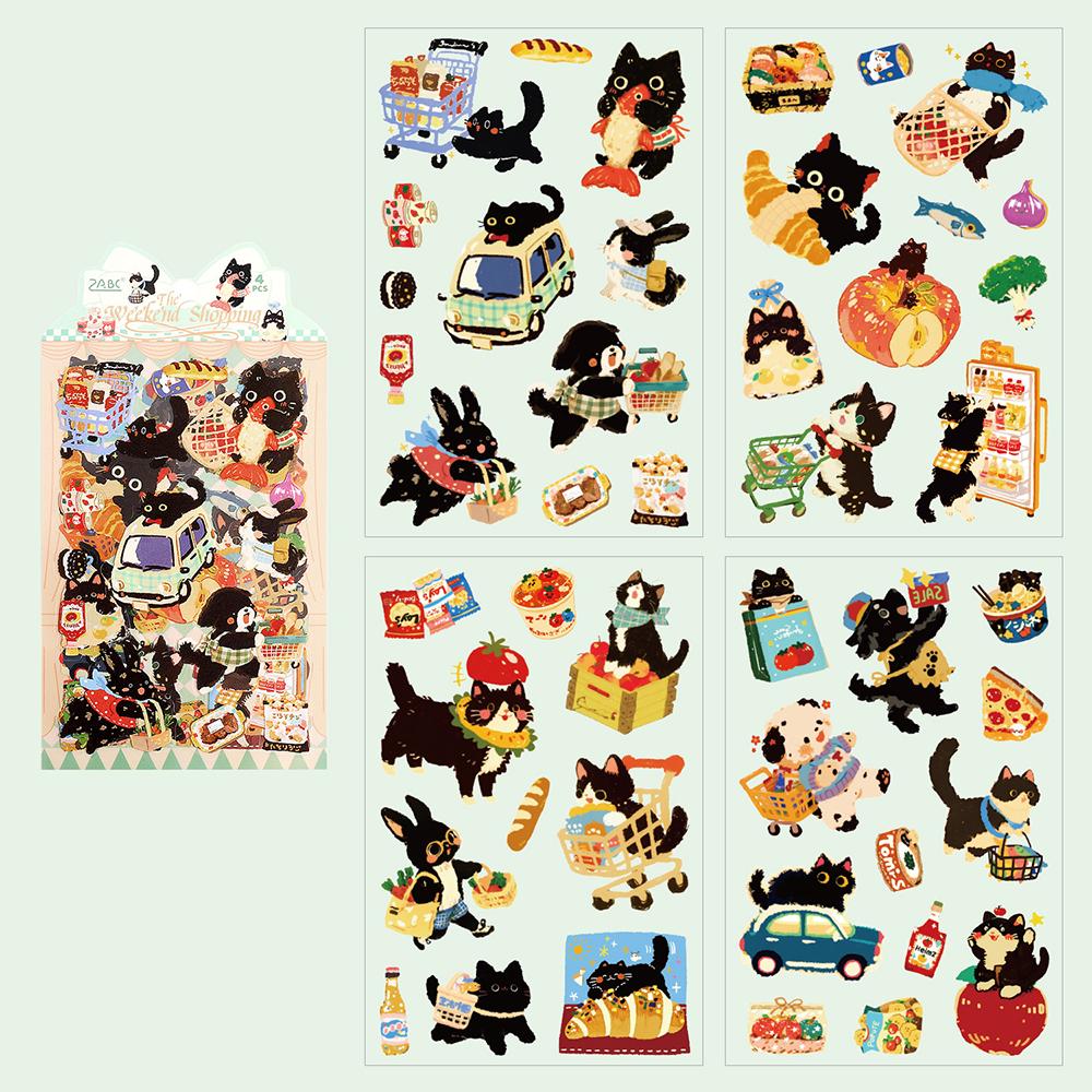 Mengmeng Black Meow Animal Creative Stickers, Cat Account Material DIY Stickers