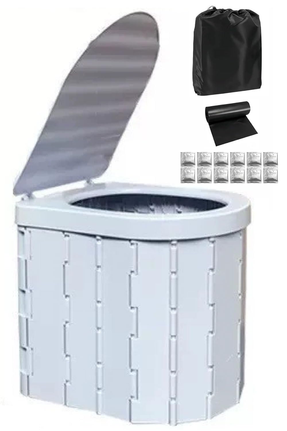 

EMICHE Folding Emergency Toilet Set Nursing Portable for Car (Gray) [Emergency Preparedness, Care, Leisure, Camping, Use] серый