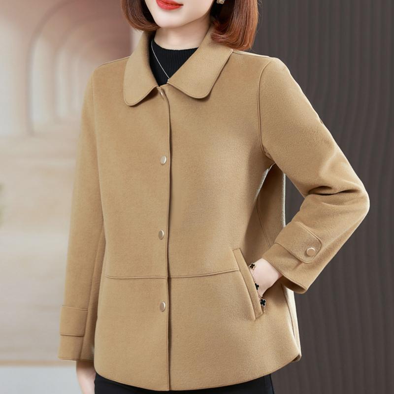 Middle Age Women's Wool & Blends Coats Plus Size Autumn Elegant Loose Outerwears Lady Jackets