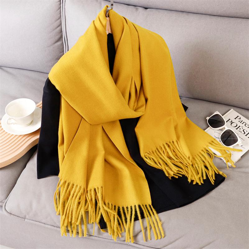 Fashion Luxury Solid Women Winter Scarf Warm Thicken Cashmere Shawl Outdoor Tassels Pashmina Lady Wrap Windproof Scarves