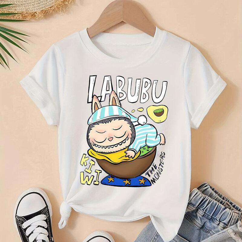 Cute Labubu Children's T-Shirt Short Sleeve Cartoon Print Breathable Summer Fashionable Top for Boys And Girls