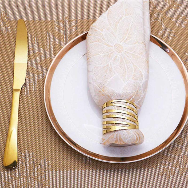 ABWR-Gold Napkin Rings Set Of 30, Hollow Napkin Ring Holder For Wedding Christmas Family Gathering Table Decoration