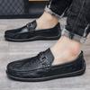 One-pedal Men's Shoes British Black Leather Soft-soled Beanie Shoes Business Men's Casual Leather Shoes Trendy Shoes Men