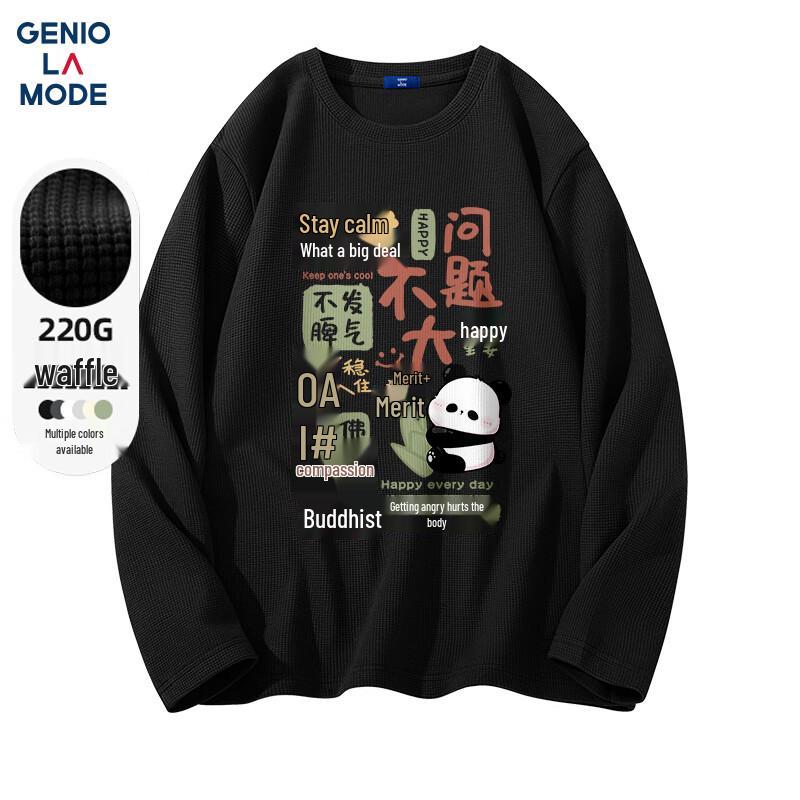 GENIOLAMODE Men s Relaxed Waffle Knit Long Sleeve T-Shirt 3XL