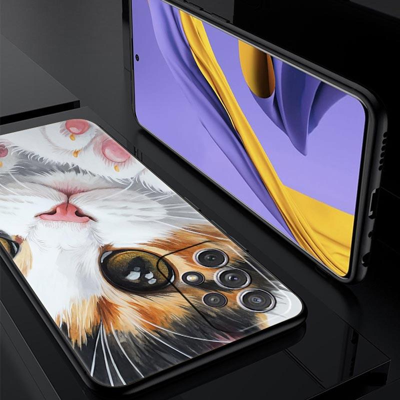 Cute Cat Phone Case for Samsung Galaxy A55 A35 A17 A07 A15 A13 A25 A51 A71 A72 A73 A32 A52 A52S A41 5G Soft TPU Shell Fundas Bag