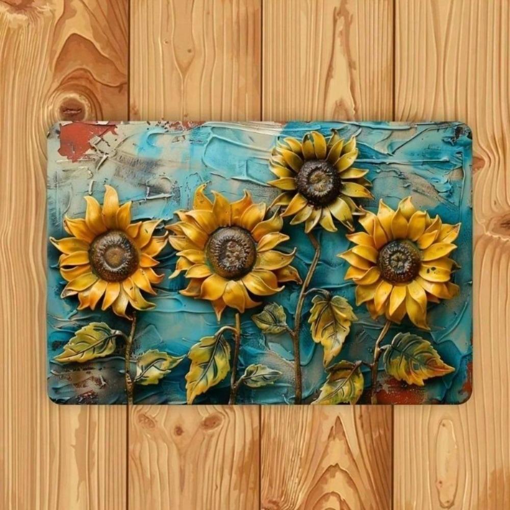 Vintage 3D Sunflower Metal Wall Art Poster for Home
