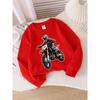 European Sizes Crewneck Sweatshirt for Girls with Motocross Rider On Dirt Bike, Soft Comfy Sportswear for Casual Wear for Kids & Teens