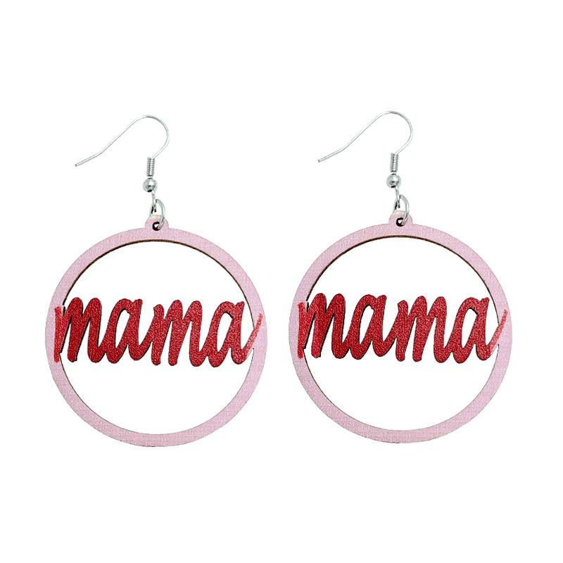 Mother'S Day Wooden Earrings Mother'S Day Word Earrings