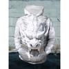 Embossed White Dragon 3D Printed Hoodie Set, Chinese Style Digital Printed Casual Sports 2pcs Set, Loose Unisex Style
