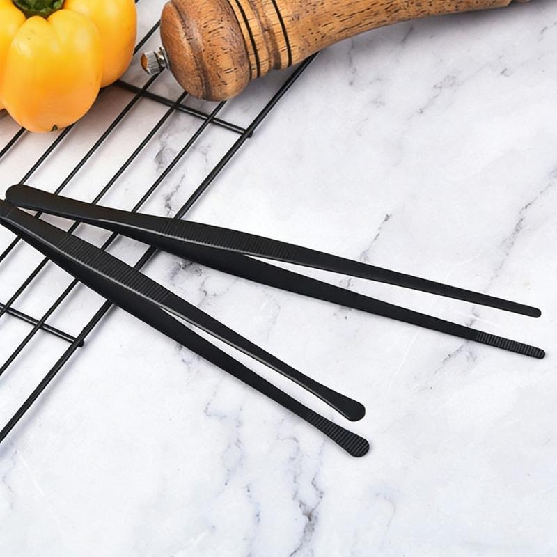 2Pcs Heavy Duty Nonrust Steel Food Tongs Extra Long 30cm Kitchen Utensils For BBQ And Hot Dishes Safe Grip Design