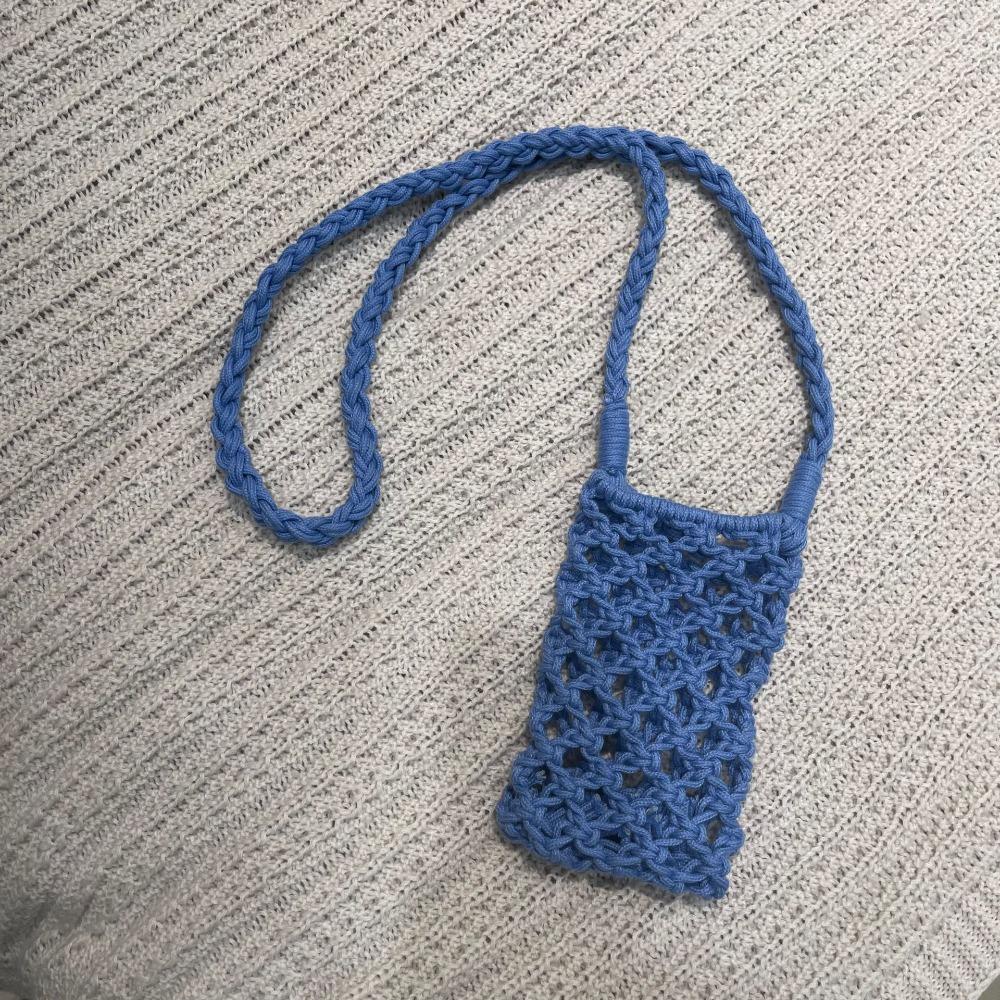 New Portable Crossbody Phone Bag Hollow-out Woven Solid Color Phone Purse Crochet Lightweight Handbag Gifts