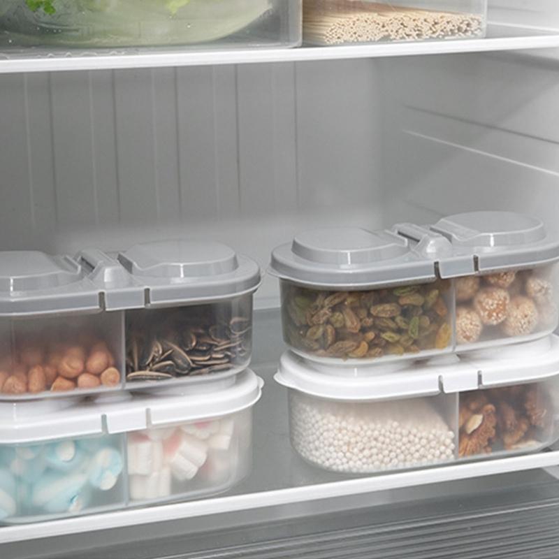 Clear Lid Double Compartment Food Storage Container Plastic Snacks Keepers For Kids Travel And Daily Use