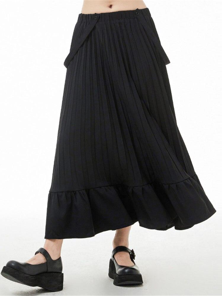 XITAO Solid Color Pleated Suspender Dress WLD8071