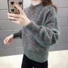 Imitation Mink Fur Sweater Women's Autumn and Winter Half Turtleneck Knitted Sweater Loose Long-sleeved Casual Pullover