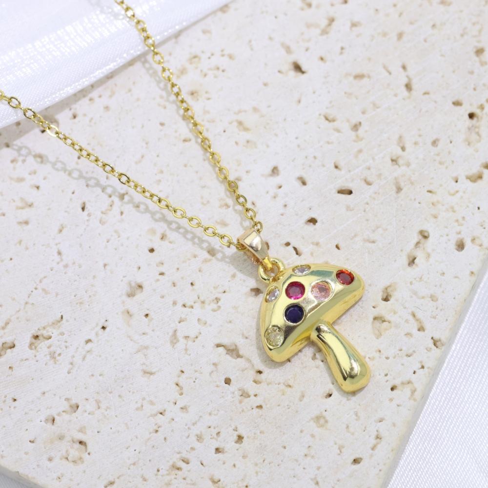 Simple Mushrooms Pendant Necklaces for Women Fashion Zirconia Necklace Wedding Party Jewelry Accessories