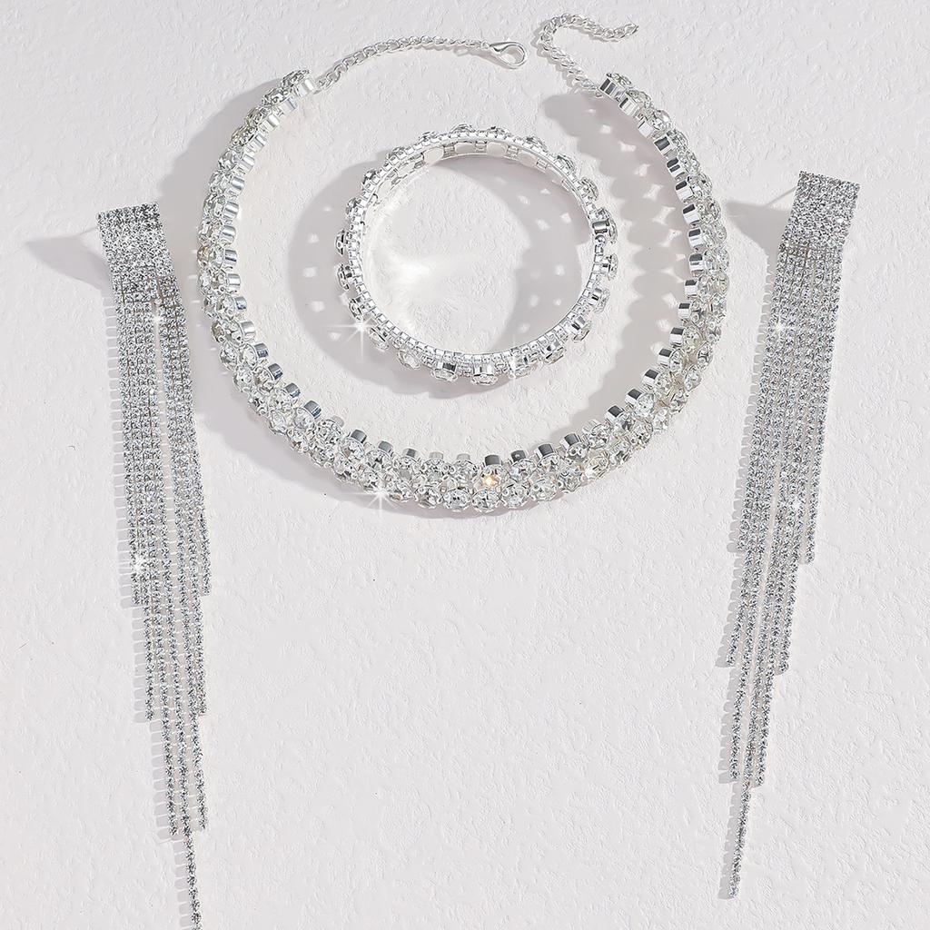 Set Bijuterii Bijuterii de Mireasă Colier Premium Set de Trei Piese Accesorii Rochie de Mireasă Bijuterii Set Ciucure Lanț