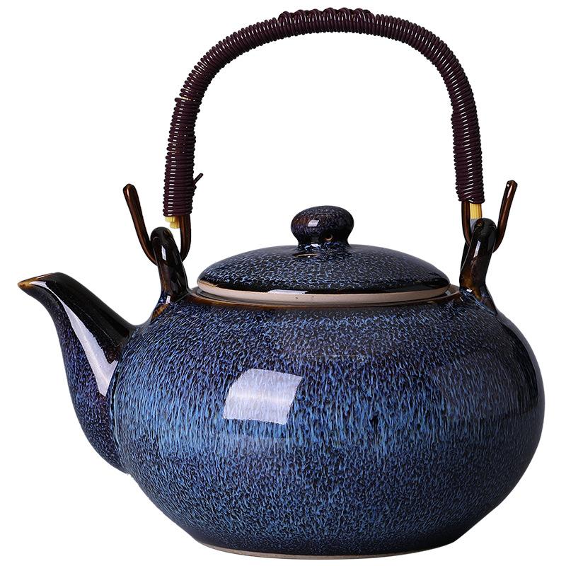Japanese Style Kung Fu Tea Set Kiln Transformed Lifting Beam Teapot Ceramic Teapot Simple with Filter Tea Maker Single Pot