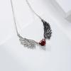Gothic Punk Creativity Angel and Devil Wings Love Heart Necklace for Women Alloy Drop Red Zircon Pendant Necklace Zircon Gift
