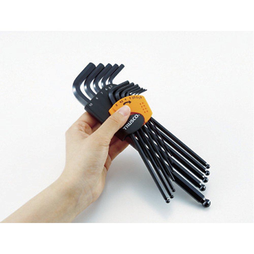 TRUSCO Ball Point Hex Wrench Standard Type Set, T, Black, 9-Piece Set, BR-9S