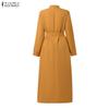 ZANZEA Lässiges, lockeres Kleid mit Stehkragen und langen Ärmeln für Damen
