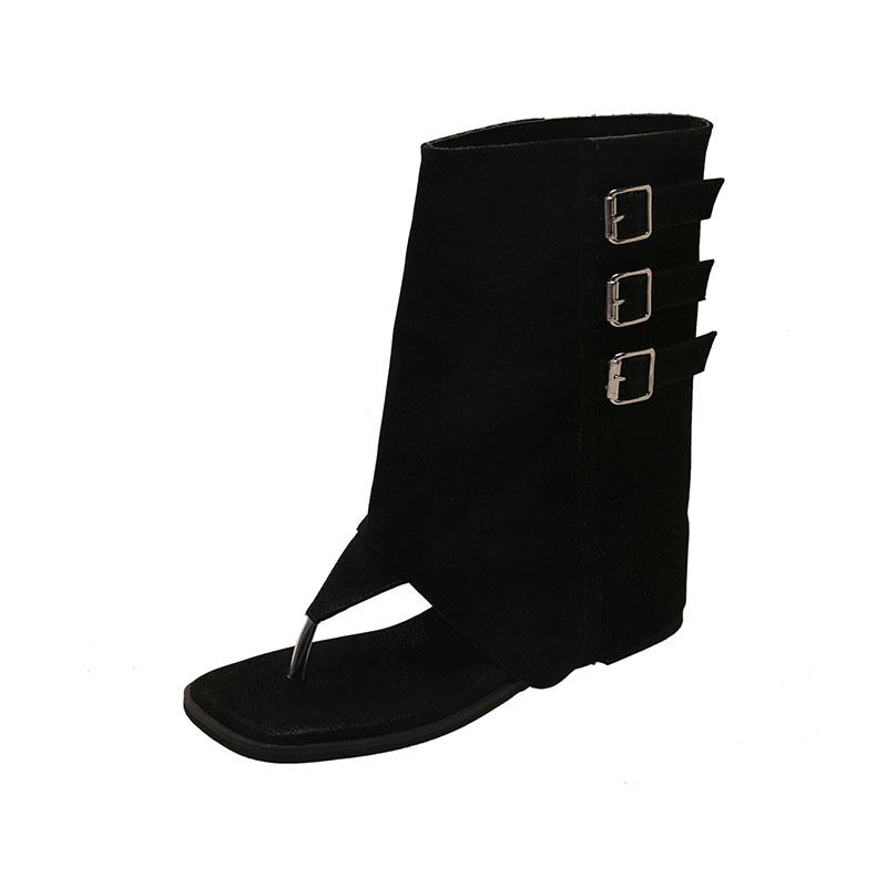 Fashion Inner Heightened Cold Boots Women 2025 New Summer Fashion Flip-toe Herringbone Pants Versatile Small Booties