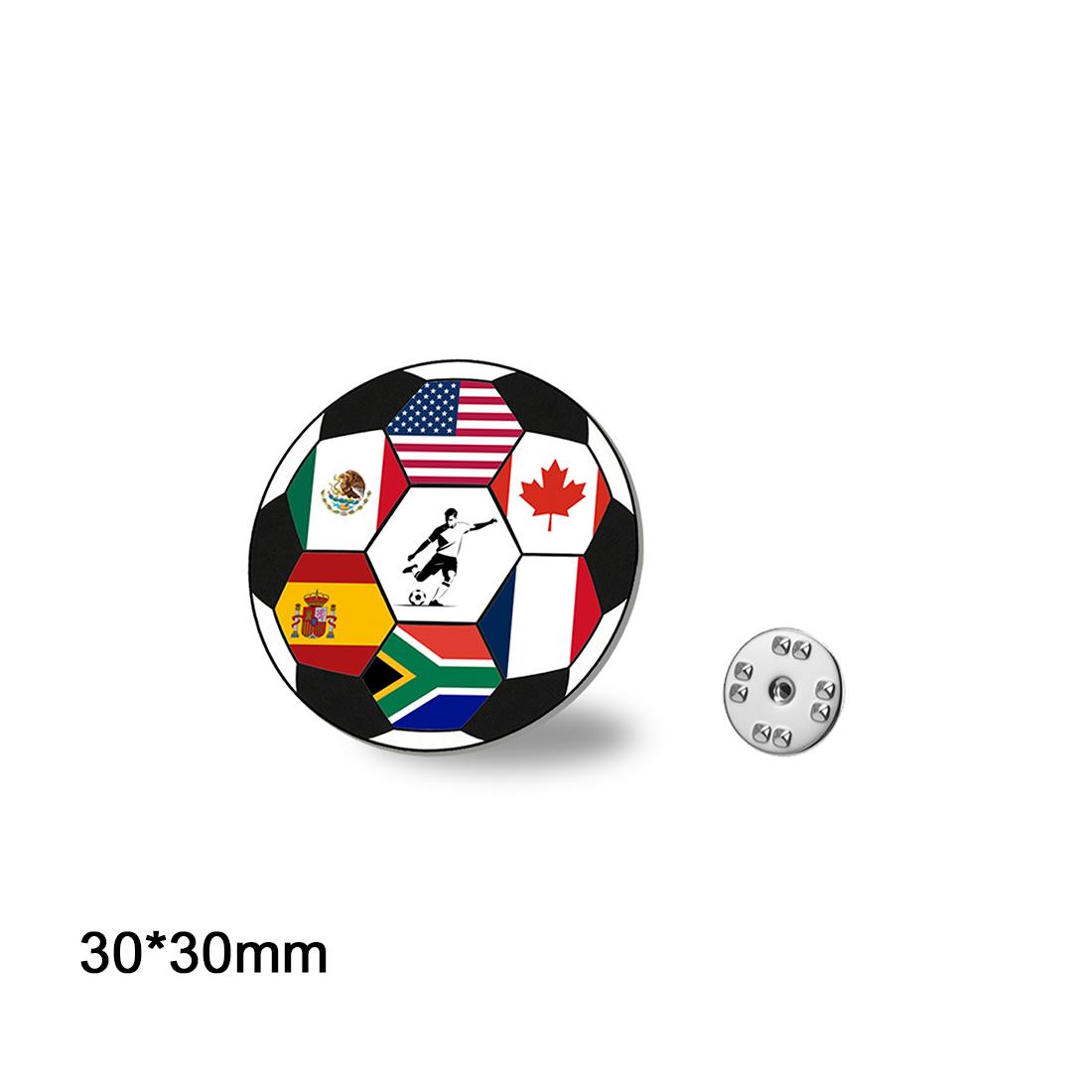 

National Flag Football Brooches Stainless Steel Color Printed Sport Pin for Women Men Kids Backpack Jewelry Party Gift