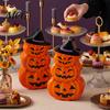 Candy Jar with Secure Lid Halloween Pumpkin Tin Box, Stacked Shaped Metal Treat Container Storage Lid, Orange Tinplate Case for Trick or Party Favors