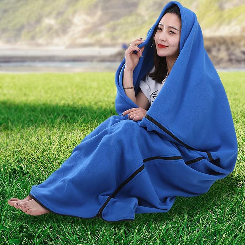 Portable Sleeping Bag Liner Microfiber Fleece Travel Sheet Sleep Sack Zippered Camping Blanket For Outdoor Camping Tent Bed