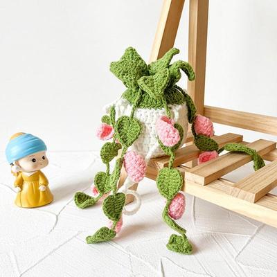 Häkelpflanzen Ranke Hängekorb Künstliche Blumen Handgemachtes Geschenk Für Sie Zimmer Zuhause Wanddeko Auto Spiegel Ornament Zubehör