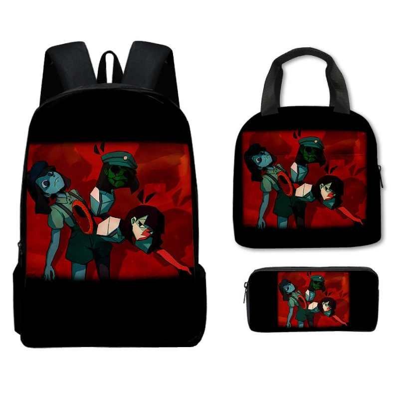 Dream Ena Bbq Pattern Childrens Backpack Lunch Bag Pen Case Set Schoolbag Gift