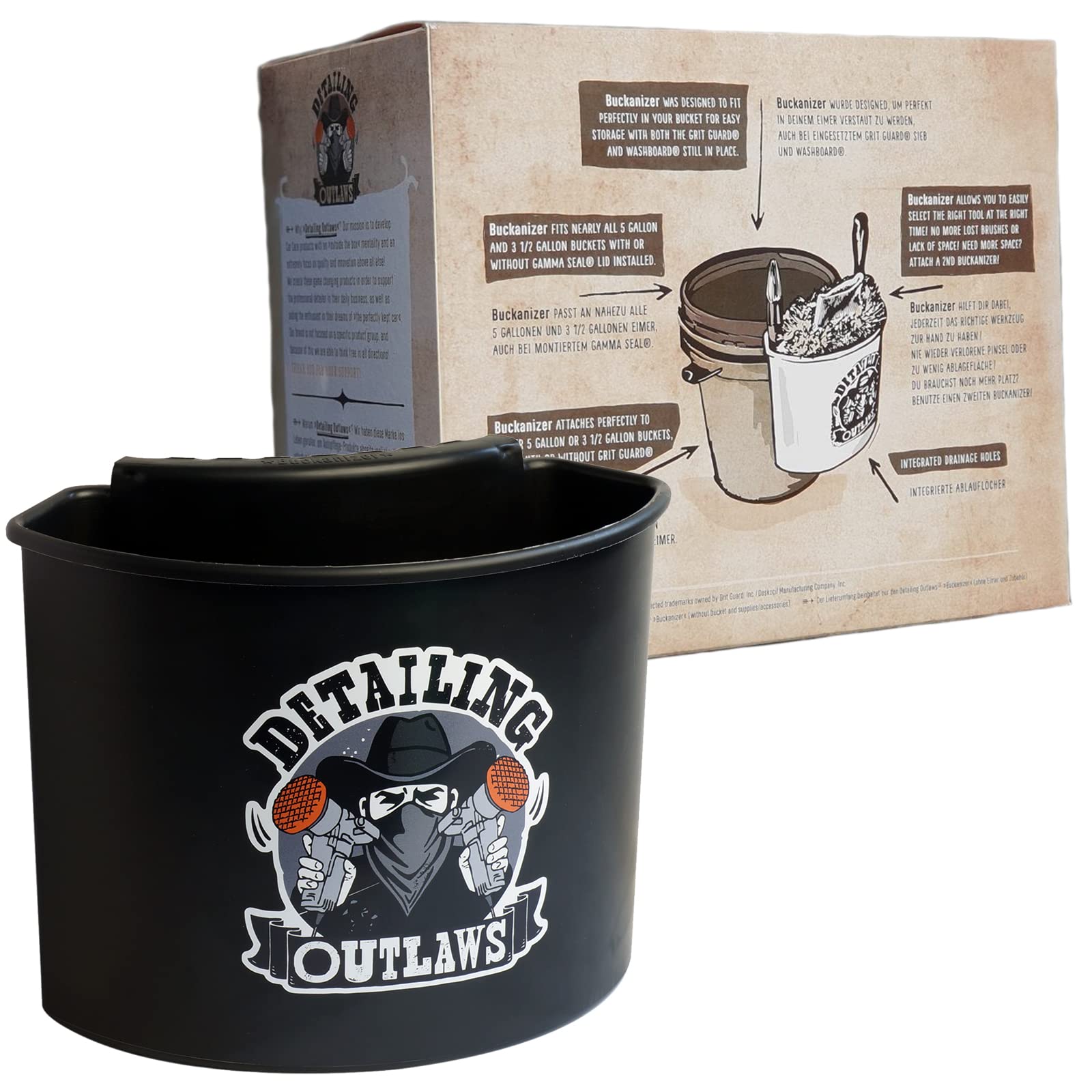 

DETAILING OUTLAWS Buckanizer Car Wash with and More Bucket, Black, Storage, Keeper, Sponge, Brush, чёрный