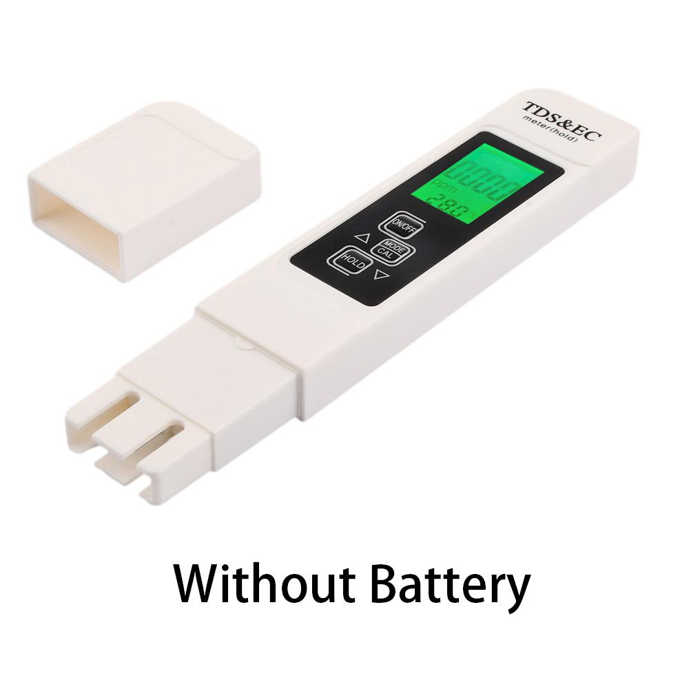 1PC White Digital Water Quality Tester TDS EC Meter Range 0 to 9999 Multifunctional Water Purity Temperature TEMP PPM Tester