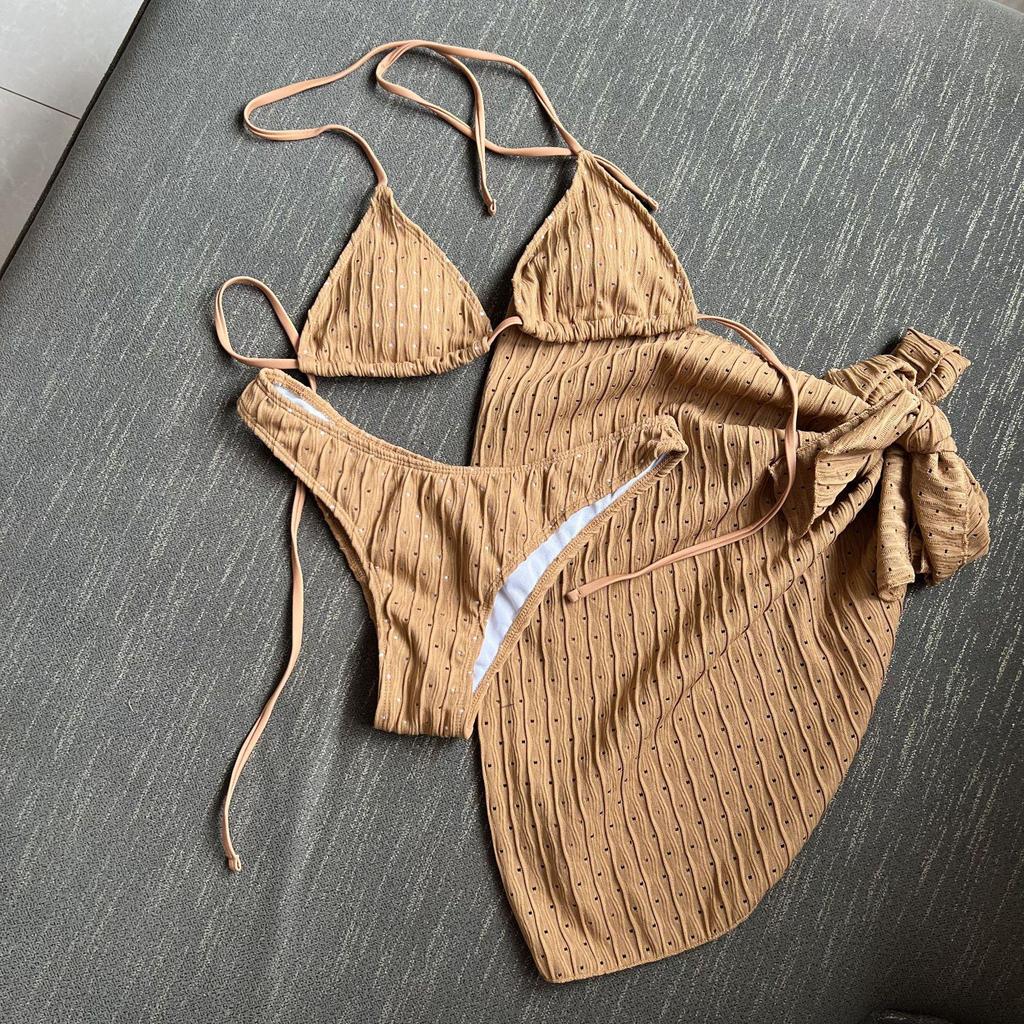 2025 European & American Backless Three-Piece Tie-Up Swimsuit
