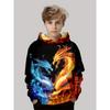 Autumn 3D Dragon Printed Hoodies Fashionable Casual Sports Long Sleeved Children's Boy Hooded Sweatshirts