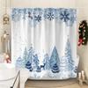 Blue Christmas Snowflake Shower Curtain, Winter Forest Deer Fabric Shower Curtains Set For Bathroom Decoration With Hooks Cute