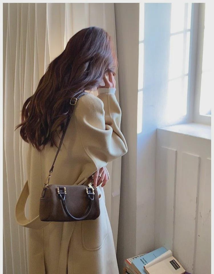 Autumn/Winter Retro Suede Boston Pillow Bag: Versatile Single-Shoulder Crossbody