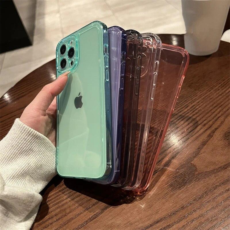 Anti-Knock Transparent Case for iPhone 15 14 Pro Max 13 12 11 X Xs Max XR 7 8 Plus SE 2020 2022 SE2 SE3 Soft Clear TPU Phone Back Cover Cases