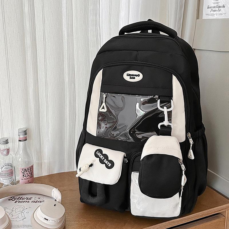 New Japanese ins fresh and sweet contrasting colors splicing bar pain bag girl junior high school students large-capacity backpack