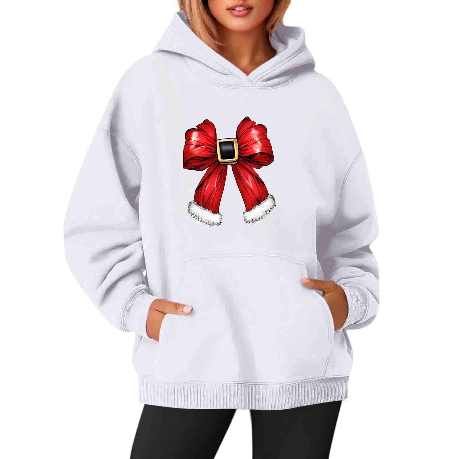 

Женские толстовки с круглым вырезом и длинным рукавом с рождественским принтом, однотонная толстовка с капюшоном XL белый