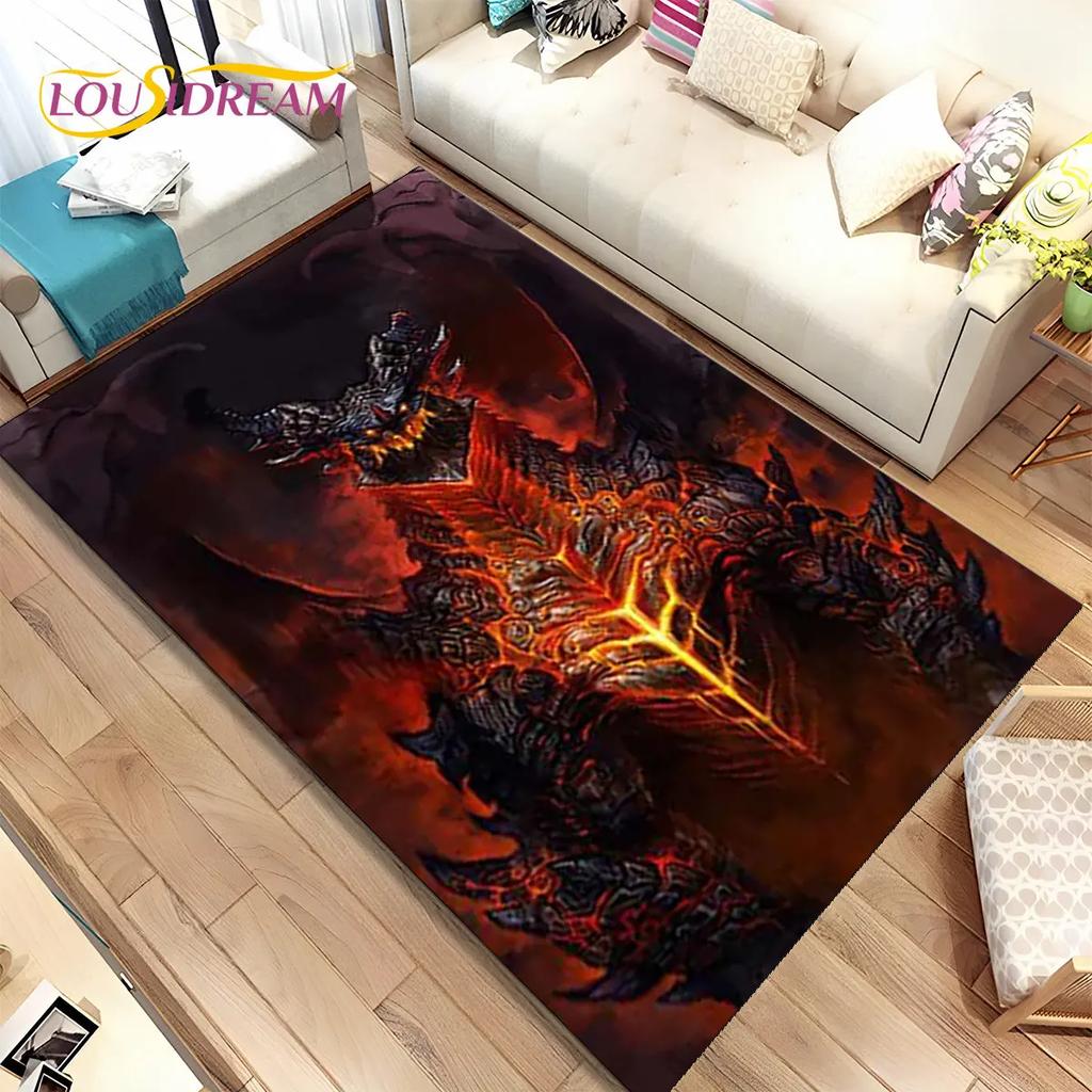 World of Warcraft, WOW, Game Gamer-Bereichsteppich, Teppichteppich für Wohnzimmer, Schlafzimmer, Sofa, Fußmatte, Dekoration, rutschfeste Kinder-Bodenmatte, 3D