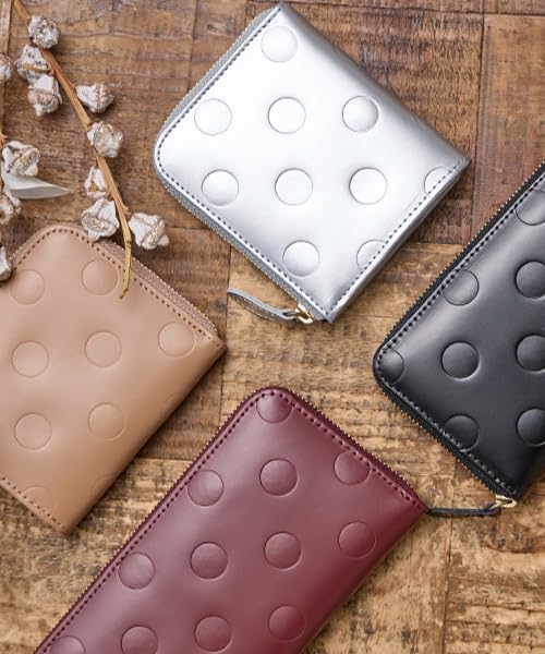 ZUCCHERO Official Long Made in Round Slim Polka Dot Moss 55455 Women's Wallet, Japan, Design, Green,