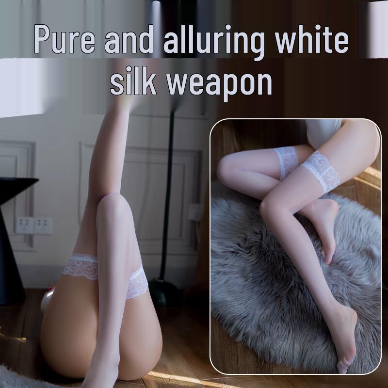 Women's Lace-Trimmed Anti-Snag Thigh-High Stockings