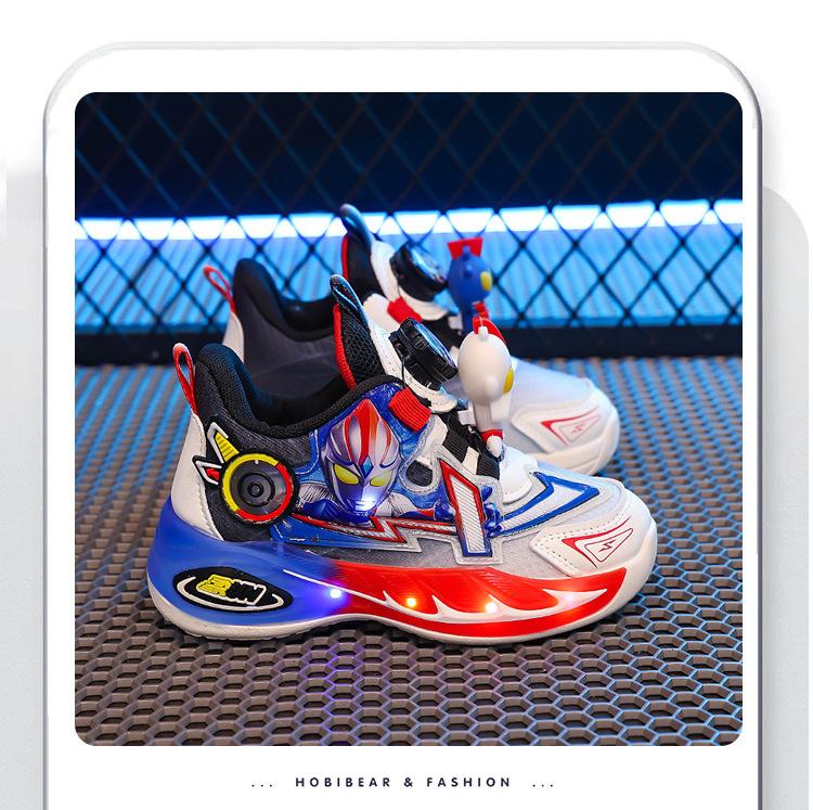 

Children s Shoes Boys Sneakers Autumn 2025 New Glowing Daddy Shoes Breathable Ultraman Boys Spinning Buckle 26