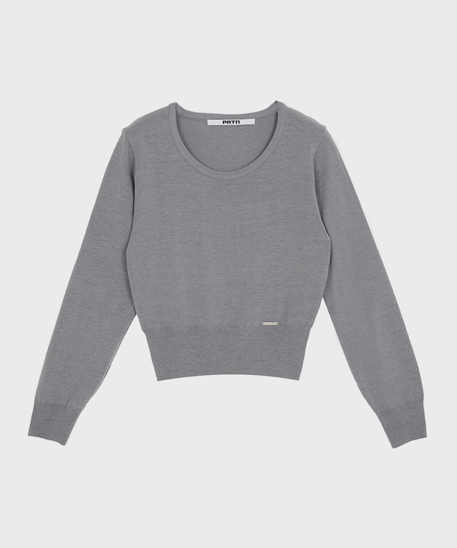 Fortena Essential U-Neck Knit-3Color Melange Gray