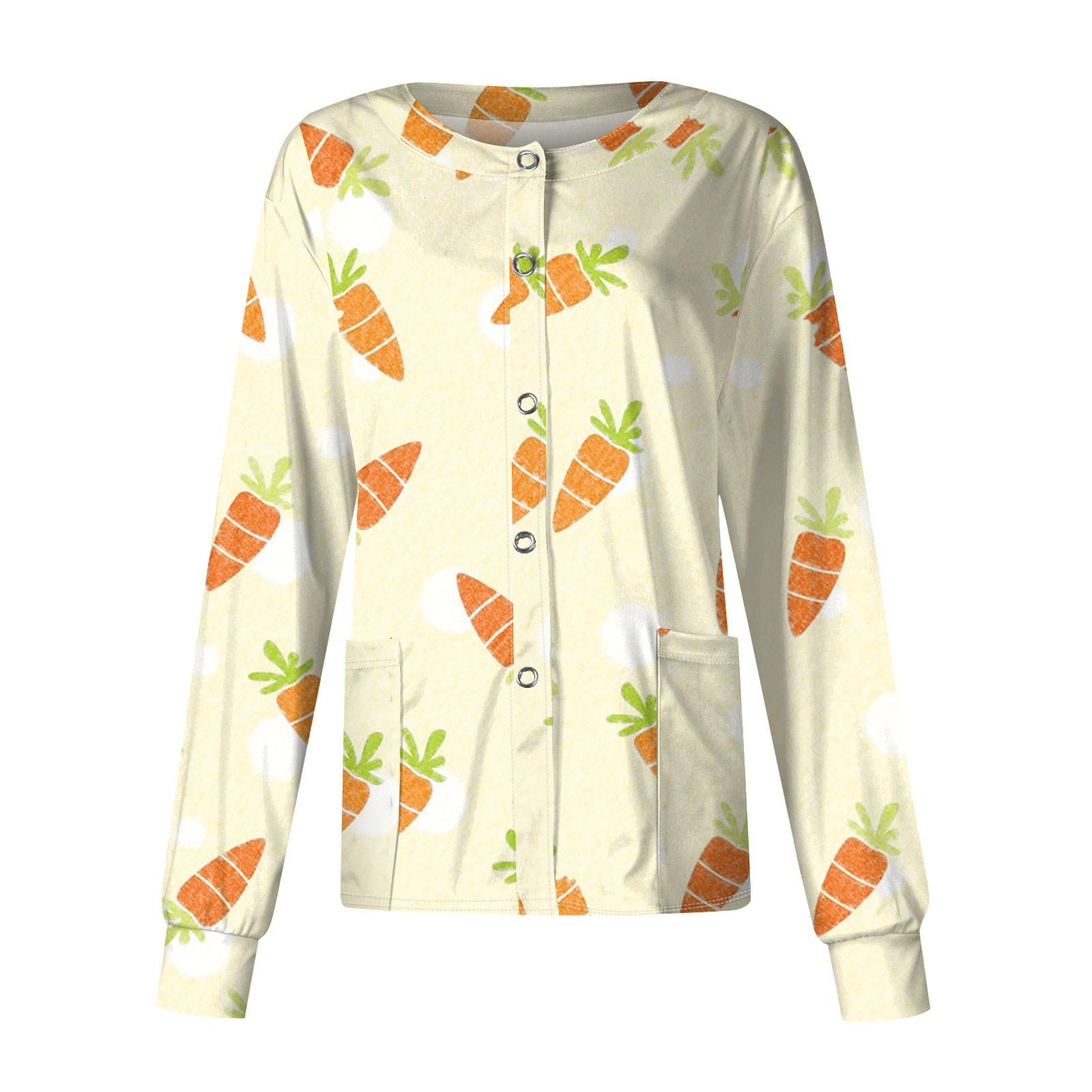 

Женская повседневная однобортная одежда с длинным рукавом и пасхальным принтом, кардиган, топ XL жёлтый