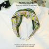 Elegant Silk Scarf with Magnetic Buckle and Pearl Necklace - Stylish Clavicle Chain for Women