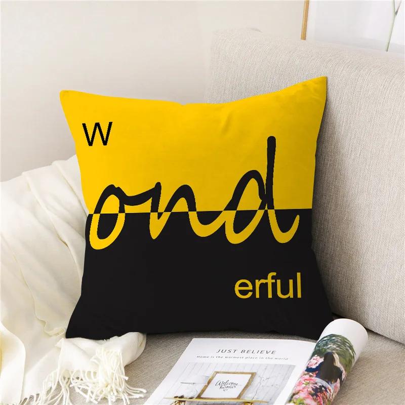 Yellow and Black Cartoon Bear Giraffe Throw Pillow Case Geometric Cushion Covers for Home Sofa Chair Decorative Pillowcases