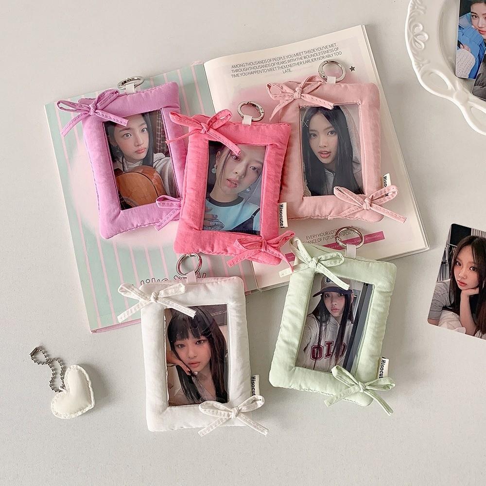 Bowknot Photo Photocard Frame with Keychain Idol Card Display Protector  Card Decor